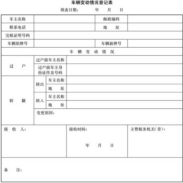 本表由车主到主管税务机关申请办理车辆过户,转